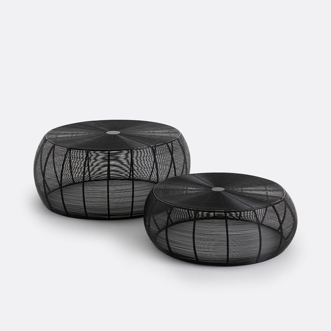 Zestaw 2 okrągłych stolików kawowych Bangor Wired Steel w kolorze czarnym LA REDOUTE INTERIEURS