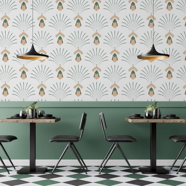 Papier peint géométrique et moderne - 255x260 cm (l x h) Couleur blanc <span itemprop=