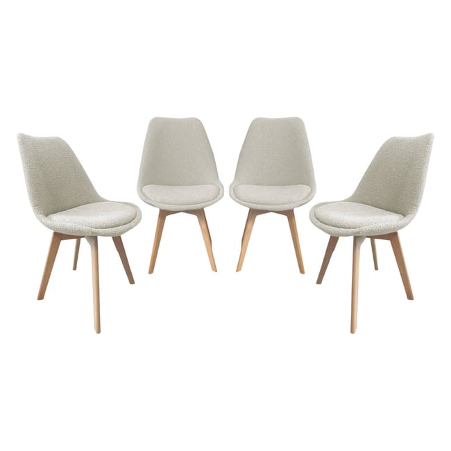 Chaise scandinave bois de hêtre et bouclette texturée (lot de 4) NILS - SWEEEK