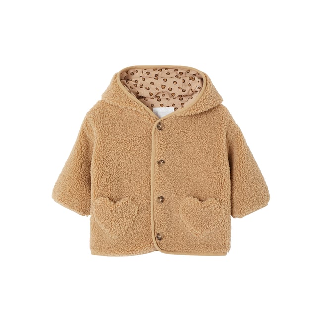 Manteau en sherpa avec doublure imprimée 