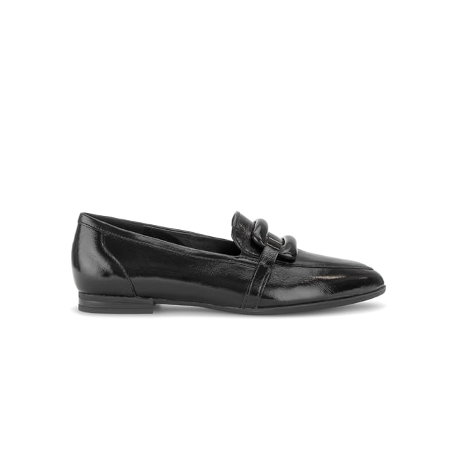 Mocassins en cuir lisse à talon décroché noir <span itemprop=