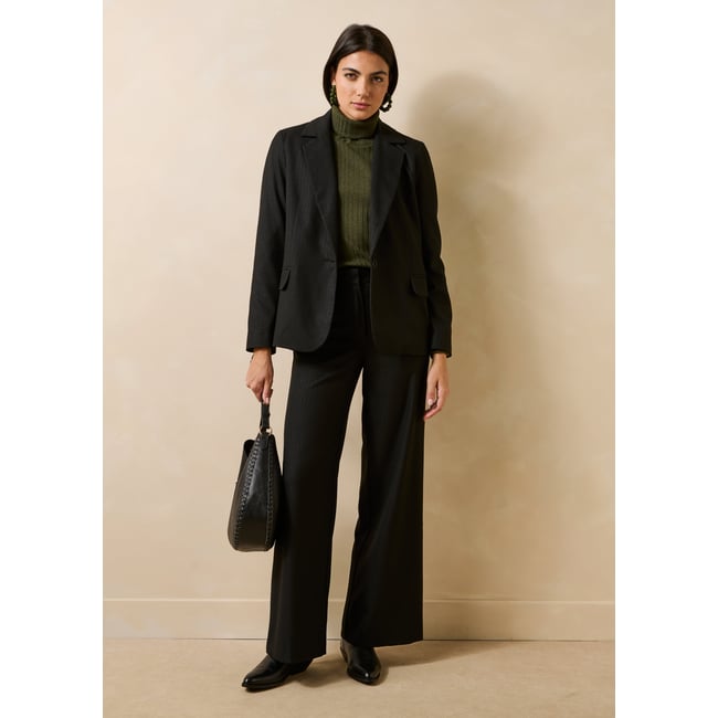 Veste tailleur à rayures manches longues noir <span itemprop=