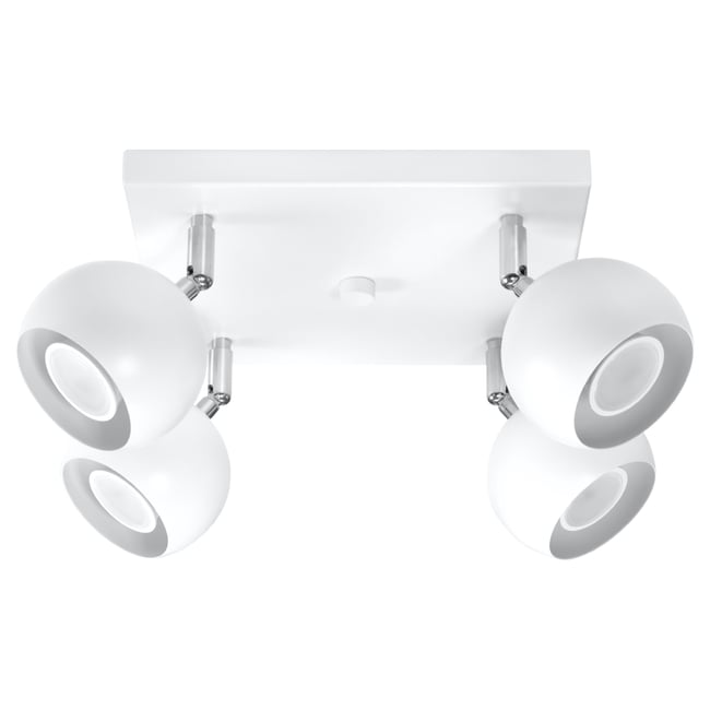 Plafonnier Acier Blanc GU10 4 Oculare Couleur blanc <span itemprop=