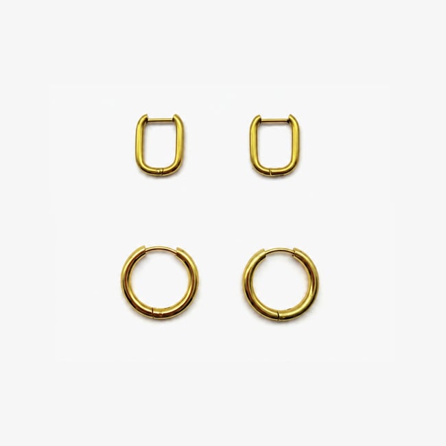 Set x2 petites créoles articulées en acier inoxydable aucun <span itemprop=