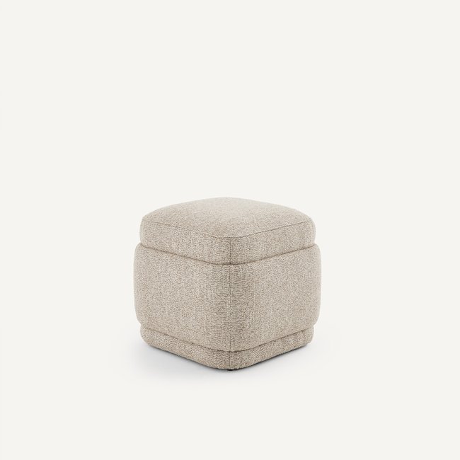 Puff de tela texturizada, CLEOPHEE beige jaspeado <span itemprop=