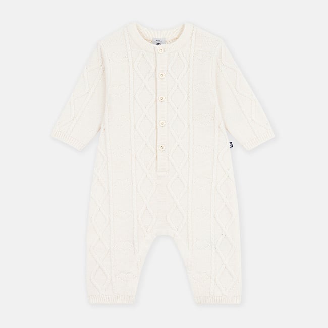 Tutina lunga in maglia ecru  PETIT BATEAU
