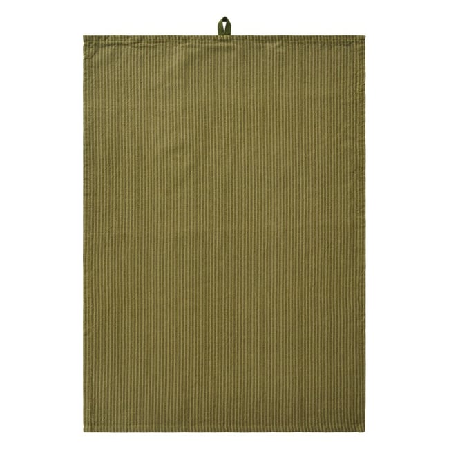 Torchon de cuisine coton rayures vert foncé <span itemprop=