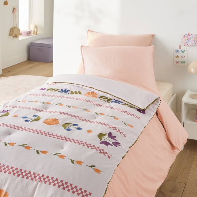 Edredon enfant matelassé, motif floral, Papilio  imprimé <span itemprop=