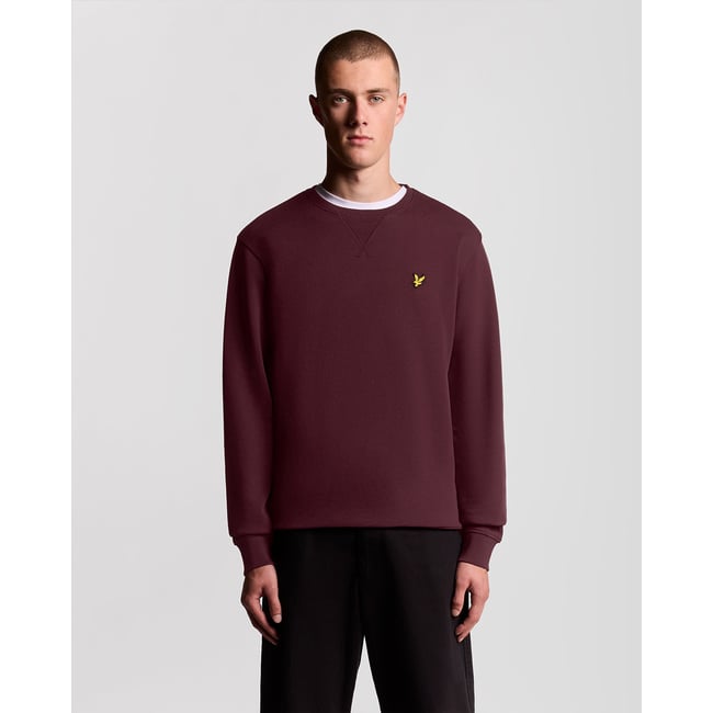 Sweat-shirt col rond en coton rouge bordeaux <span itemprop=
