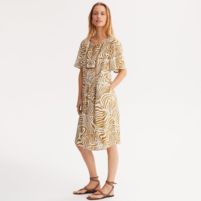 Flared dress, animal print, midi length, animal print, ANNE WEYBURN