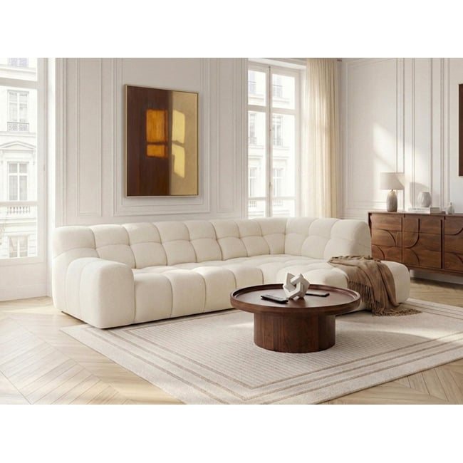 Canapé d'angle convertible 4 places en tissu chenille, ANDRE - BOBOCHIC