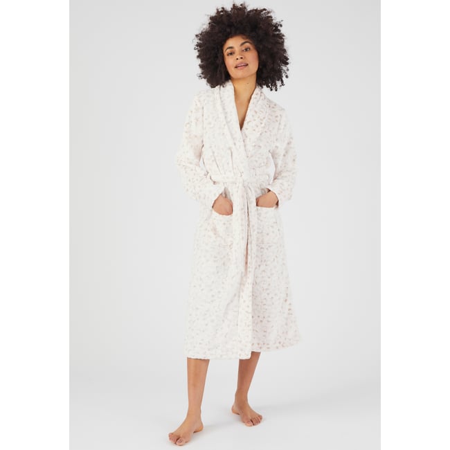 Robe de chambre Thermolactyl blanc ecru animalier <span itemprop=