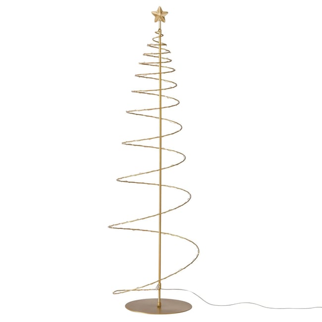 Décoration de Noël lumineuse à poser sapin led métal doré 24x24x80cm Couleur doré <span itemprop=