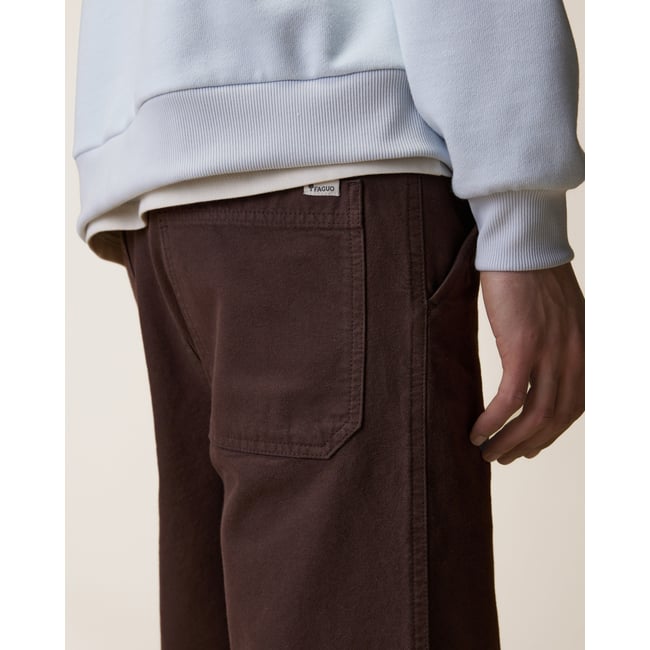 Chino en toile canvas chocolat <span itemprop=