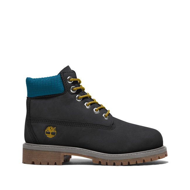 Boots cuir Timberland Premium noir/bleu <span itemprop=
