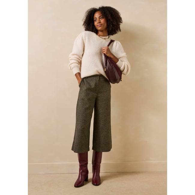 Bermuda long en tweed ecorce <span itemprop=