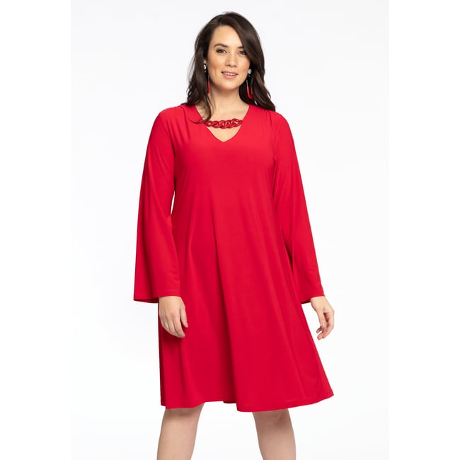Robe ornements col rouge <span itemprop=