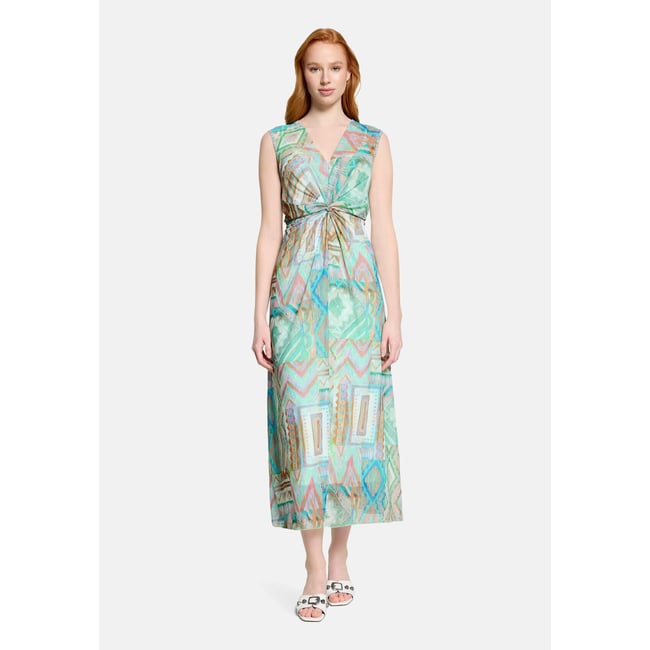 Robe longueur midi sans manches vert/violet <span itemprop=