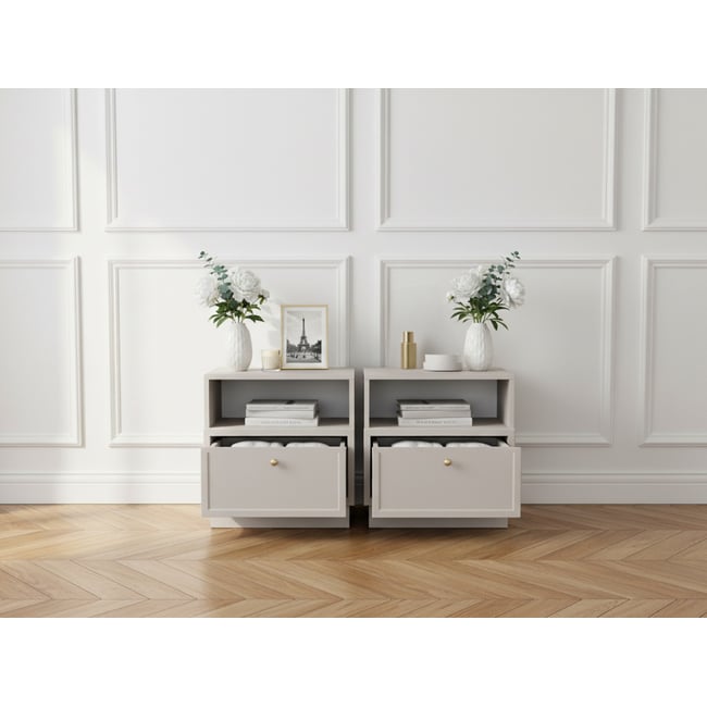 Table de chevet Panneaux de particules, LORINA Couleur beige <span itemprop=