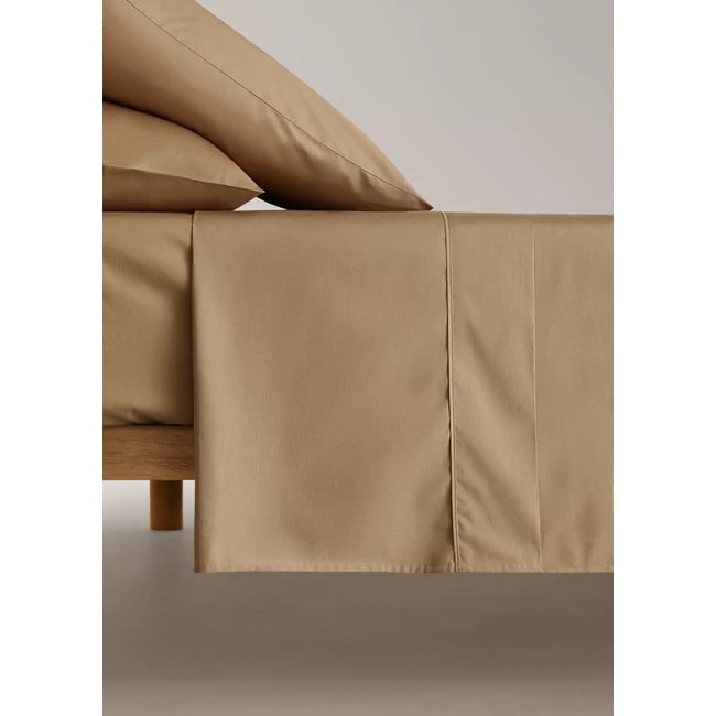 Drap plat percale de coton 300 fils détail passepoilé lit 90 cm - MANGO HOME