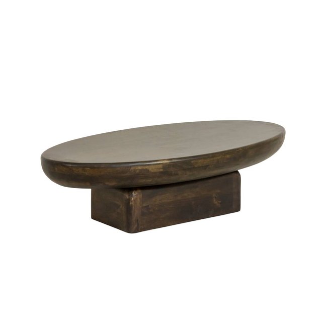 Table basse ovale en bois de manguier  MORANA Couleur bois clair <span itemprop=