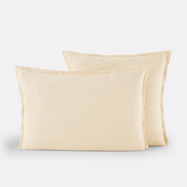 Funda de almohada de rayas, de lino lavado, Limona - LA REDOUTE INTERIEURS