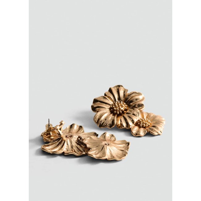 Boucles d'oreilles fleurs pendentifs or <span itemprop=