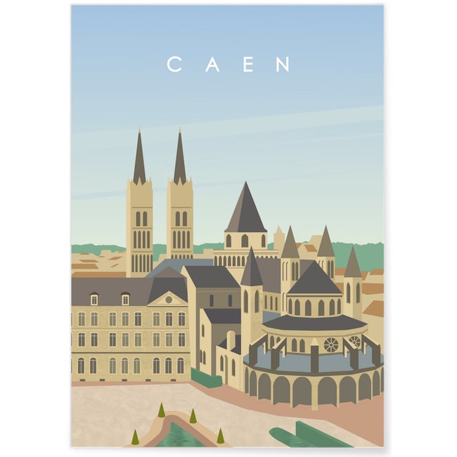 Affiche ville Caen Couleur blanc <span itemprop=