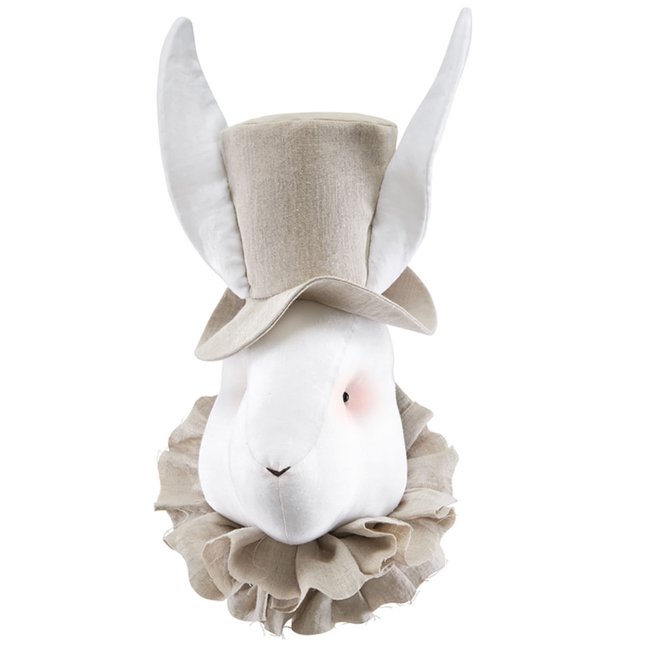 Trophée mural lapin en lin lavé Monsieur MAISON SEVIRA Couleur beige, mr lapin <span itemprop=