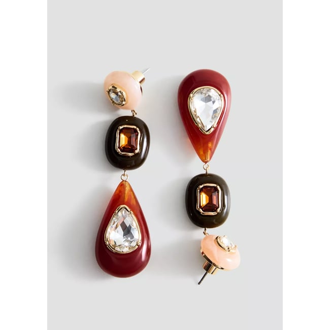 Boucles d'oreilles pendantes cristaux or <span itemprop=