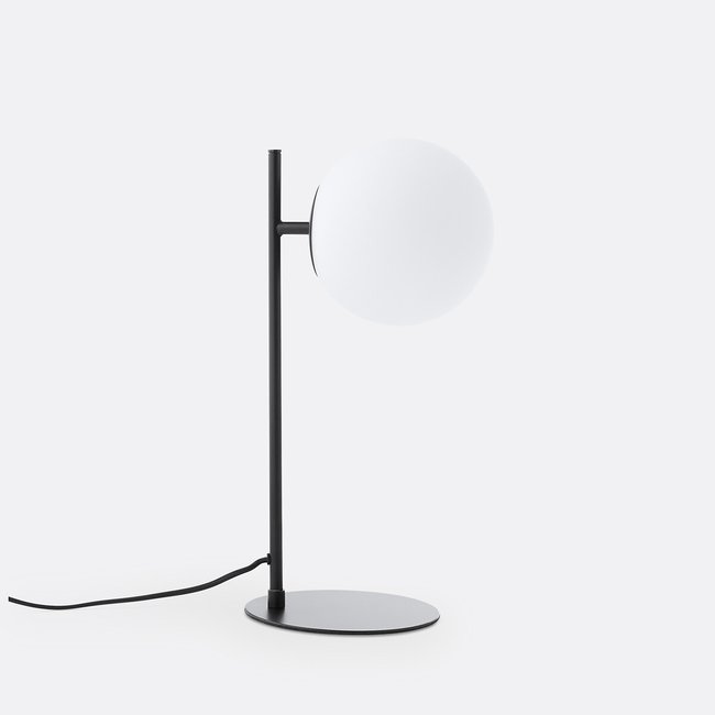 Candeeiro de mesa, em aço e vidro opalino, Atea preto <span itemprop=
