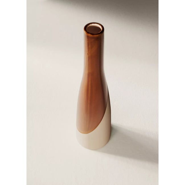 Vase 100 % grès bicolore Couleur marron <span itemprop=
