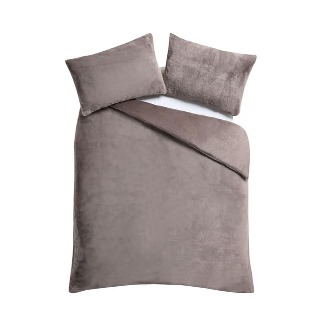 Parure housse de couette imitation fourrure naturel foncé <span itemprop=