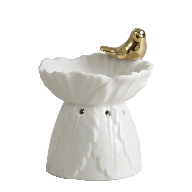 Brûle-parfum Oiseau Couleur blanc <span itemprop=