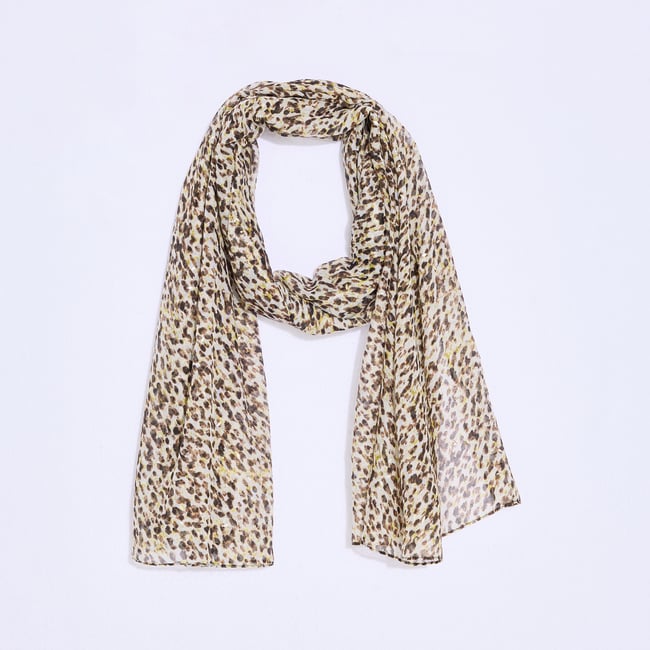 Foulard imprimé léopard beige <span itemprop=