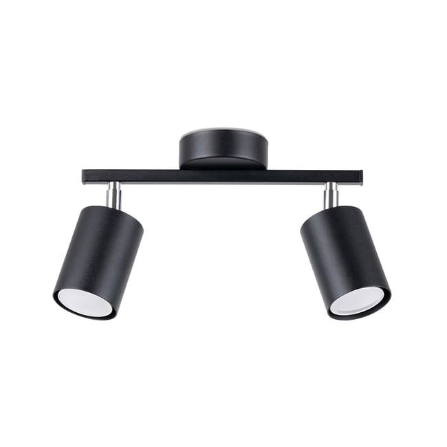 Plafonnier Acier Noir GU10 2 Lemmi Couleur noir <span itemprop=