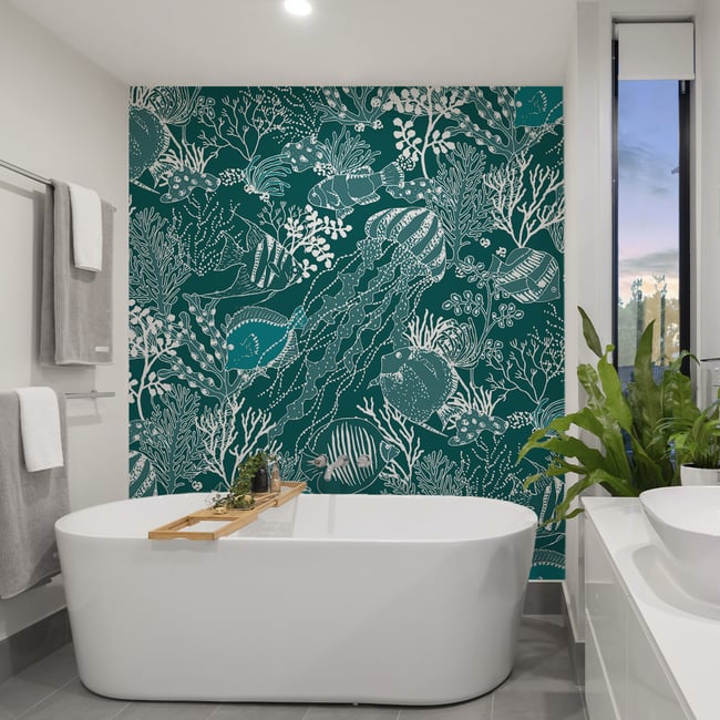 Papier peint panoramique En apnée, Vert 525 x 250cm - ACTE DECO