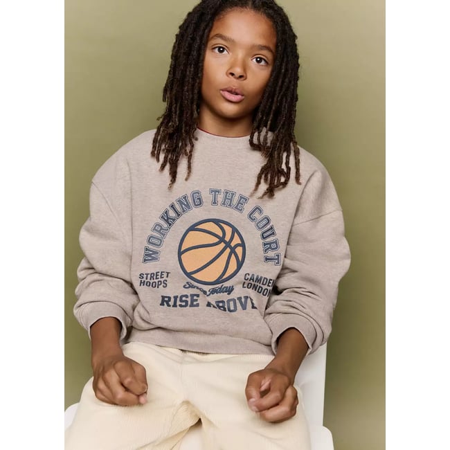 Sweat-shirt imprimé relief sable <span itemprop=