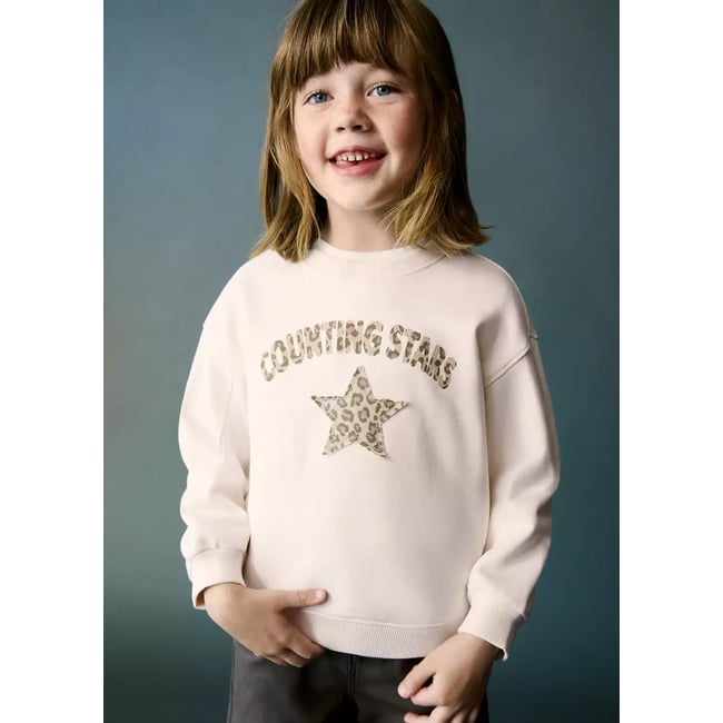 Sweat imprimé animal blanc cassé <span itemprop=
