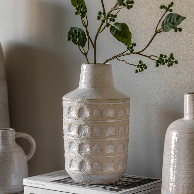 Capua Graphic Ceramic Vase, natural, SO'HOME