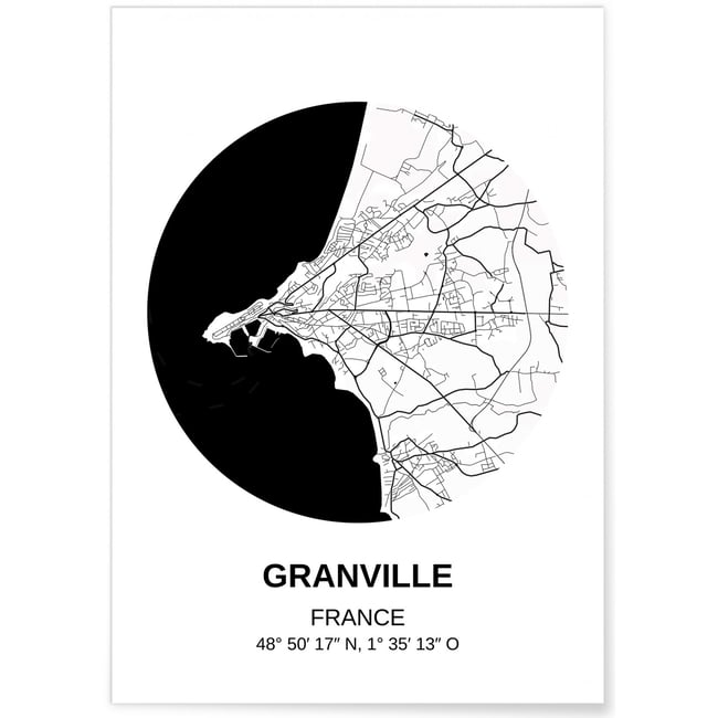 Affiche Carte Granville Couleur blanc <span itemprop=
