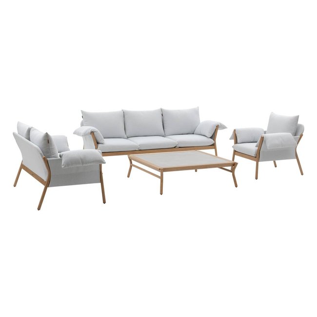 Salon de jardin 6 places ODEMILIA gris <span itemprop=