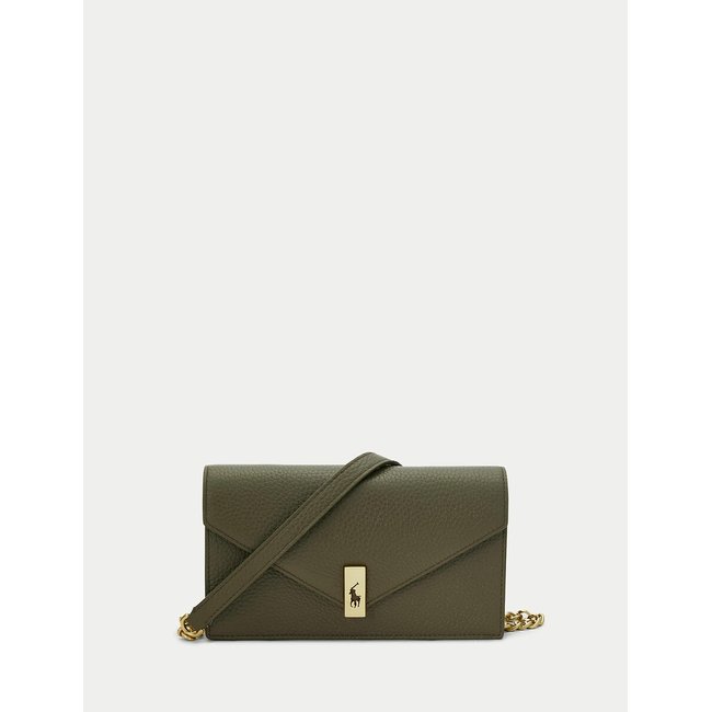 POLO ID Leather Clutch Bag, olive, POLO RALPH LAUREN