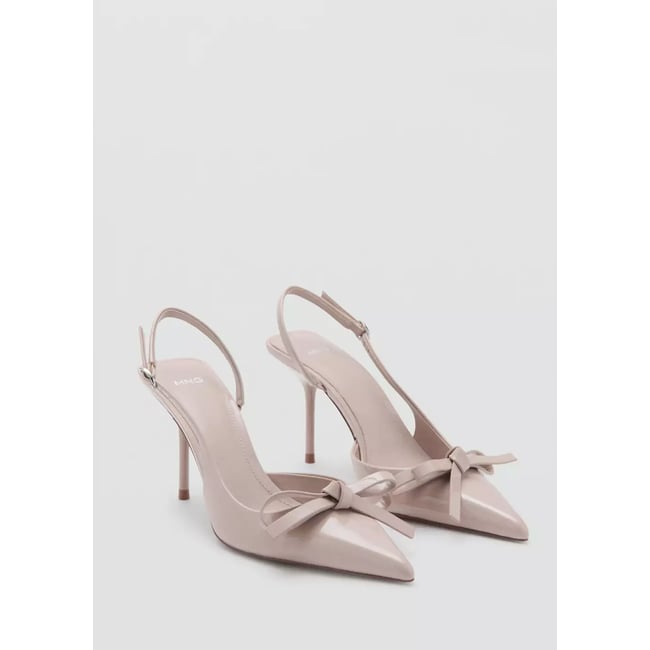 Chaussures talon bout nœud nude <span itemprop=