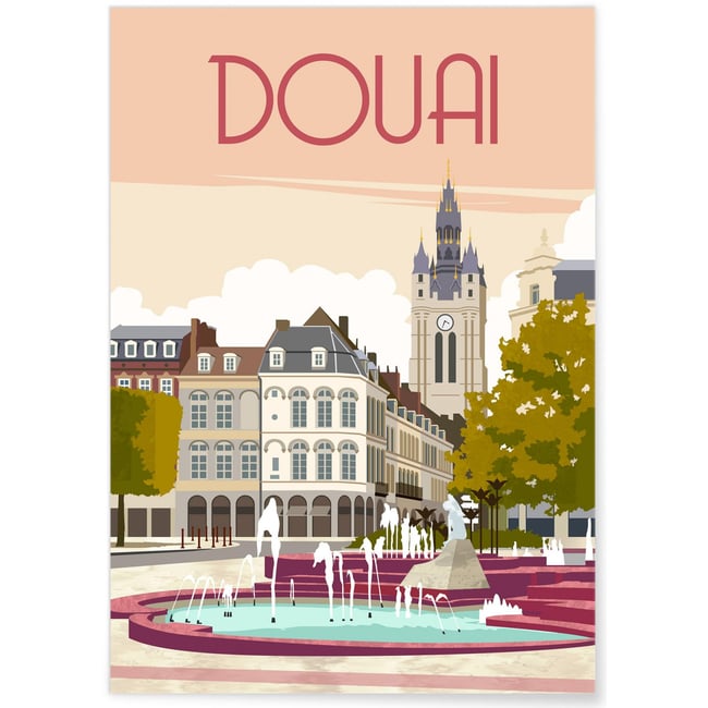 Affiche ville Douai Couleur blanc <span itemprop=