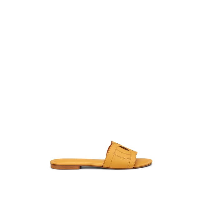 Mule en cuir de veau noble jaune moyen <span itemprop=