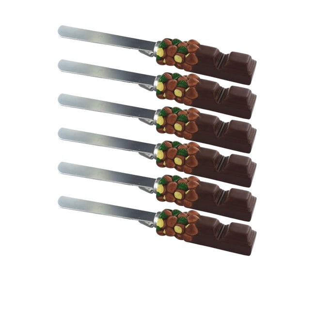 Set de 6 ustensiles de cuisine spatule à tartiner DISPLAY inox|marron <span itemprop=