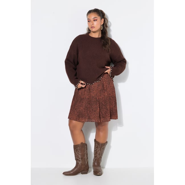 Pull coupe droite, rivets perlés marron <span itemprop=