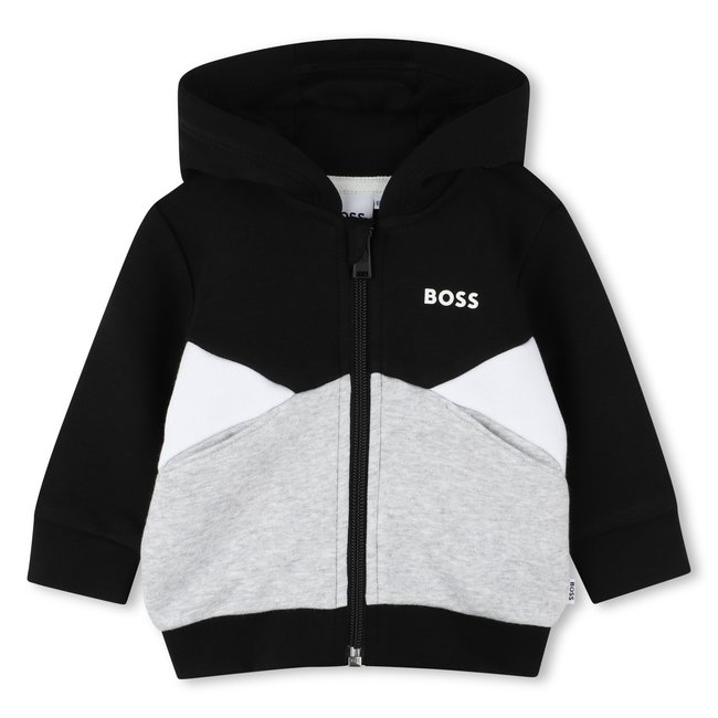 Cardigan à capuche en molleton gratté black <span itemprop=