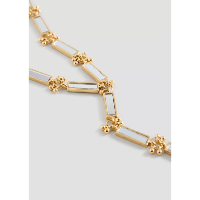 Collier long effet cristaux or <span itemprop=